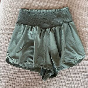 Aerie Offline Green High-Waisted Athletic Shorts